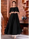 Black Art Silk Embroidered Designer Gown