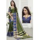 Mehendi Green Cotton Blended Designer Saree