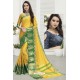 Yellow Cotton Blended Designer Saree
