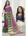 Lavender Cotton Blended Designer Saree