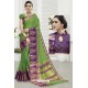 Green Cotton Blended Designer Saree