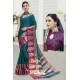 Teal Cotton Blended Designer Saree