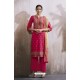 Fuchsia Lawn Cotton Embroidered Designer Palazzo Suit