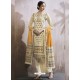 Cream Lawn Cotton Embroidered Designer Palazzo Suit