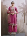 Hot Pink Lawn Cotton Embroidered Designer Palazzo Suit
