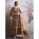 Brown Lawn Cotton Embroidered Designer Palazzo Suit