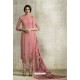Light Pink Viscose Georgette Designer Straight Suit