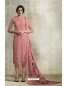 Light Pink Viscose Georgette Designer Straight Suit
