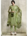 Green Viscose Georgette Designer Straight Suit