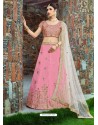 Light Pink Silk Embroidered Designer Lehenga Choli