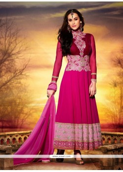 Stunning Hot Pink Georgette Anarkali Suit