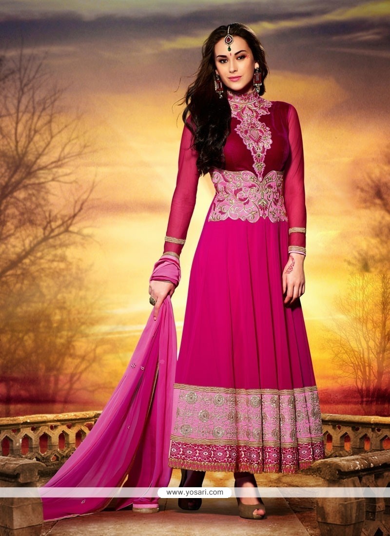 Stunning Hot Pink Georgette Anarkali Suit