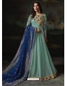 Sky Blue Embroidered Georgette Designer Anarkali Suits