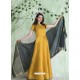 Yellow Embroidered Designer Party Wear Silk Gown