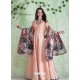 Peach Embroidered Designer Party Wear Silk Gown