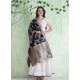 Off White Embroidered Designer Party Wear Silk Gown