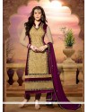 Beige Net And Velvet Churidar Salwar Suit