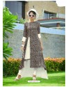 Carbon And White Printed Designer Readymade Kurti