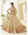 Cream Jari Embroidered Georgette Designer Anarkali Suit