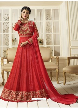 Red Jari Embroidered Georgette Designer Anarkali Suit