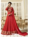 Red Jari Embroidered Georgette Designer Anarkali Suit