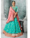 Firozi Organza Embroidered And Stone Worked Designer Lehenga Choli