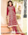 Flashy Red Georgette Pant Style Suit
