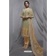 Olive Green And Cream Georgette Designer Embroidered Straight Suit