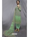 Jade Green And Olive Green Georgette Designer Embroidered Straight Suit