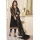 Black Faux Georgette Zari Worked Designer Churidar Suit