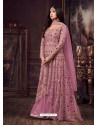 Light Pink Net Heavy Embroidered Floor Length Anarkali Suit