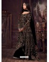 Black Net Heavy Embroidered Floor Length Anarkali Suit