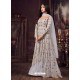 Silver Net Heavy Embroidered Floor Length Anarkali Suit