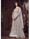 Silver Net Heavy Embroidered Floor Length Anarkali Suit