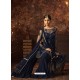 Navy Blue Net Embroidered Designer Palazzo Suit