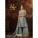 Grey Net Embroidered Designer Palazzo Suit