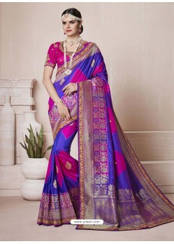 Modern Multi Colour Banarasi Silk Jacquard Designer Party Wear Saree