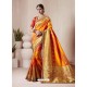 Yellow Banarasi Silk Jacquard Designer Party Wear Saree