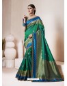 Dark Green Banarasi Silk Jacquard Designer Party Wear Saree