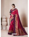 Competent Fuchsia Banarasi Silk Jacquard Designer Party Wear Saree