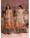 Orange And Multi Colour Printed Pure Cotton Designer Palazzo Suit