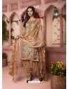 Beige And Rust Digital Printed Pure Cotton Designer Patiala Salwar Suit