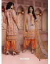 Dusty Pink And Orange Digital Printed Pure Cotton Designer Patiala Salwar Suit