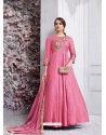 Light Pink Soft Tapeta Silk Embroidered Designer Anarkali Suit