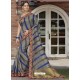 Grey Raw Silk Designer Woven Saree