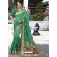 Forest Green Raw Silk Designer Woven Saree