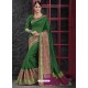 Eyeful Dark Green Raw Silk Designer Woven Saree