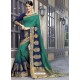 Magical Dark Green And Navy Blue Raw Silk Designer Woven Saree