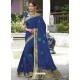 Dark Blue Raw Silk Designer Woven Saree