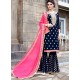 Navy Blue Georgette Heavy Embroidered Designer Palazzo Suit